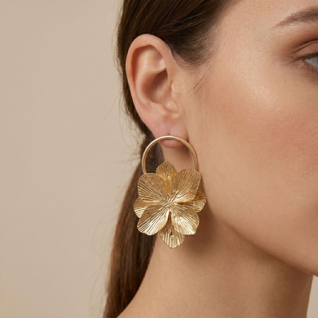 European & American Stylish Irregular Flower Stud Earrings for Women's Elegant Personality