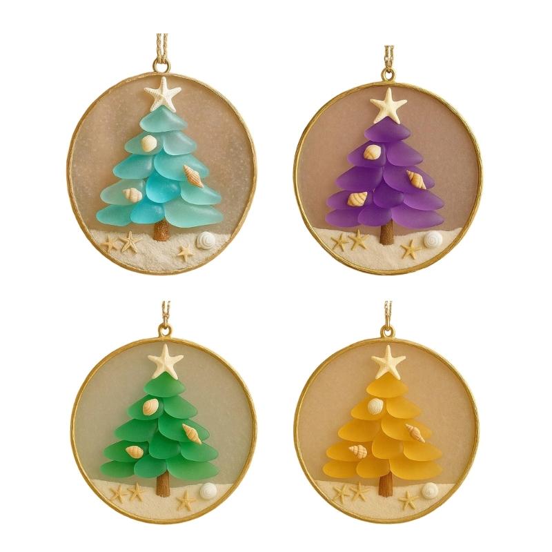 

4PCS Durable Acrylic Christmas Hanging Decorations 2D Flat Design Christmas Tree Ornament for Indoor Decoration
