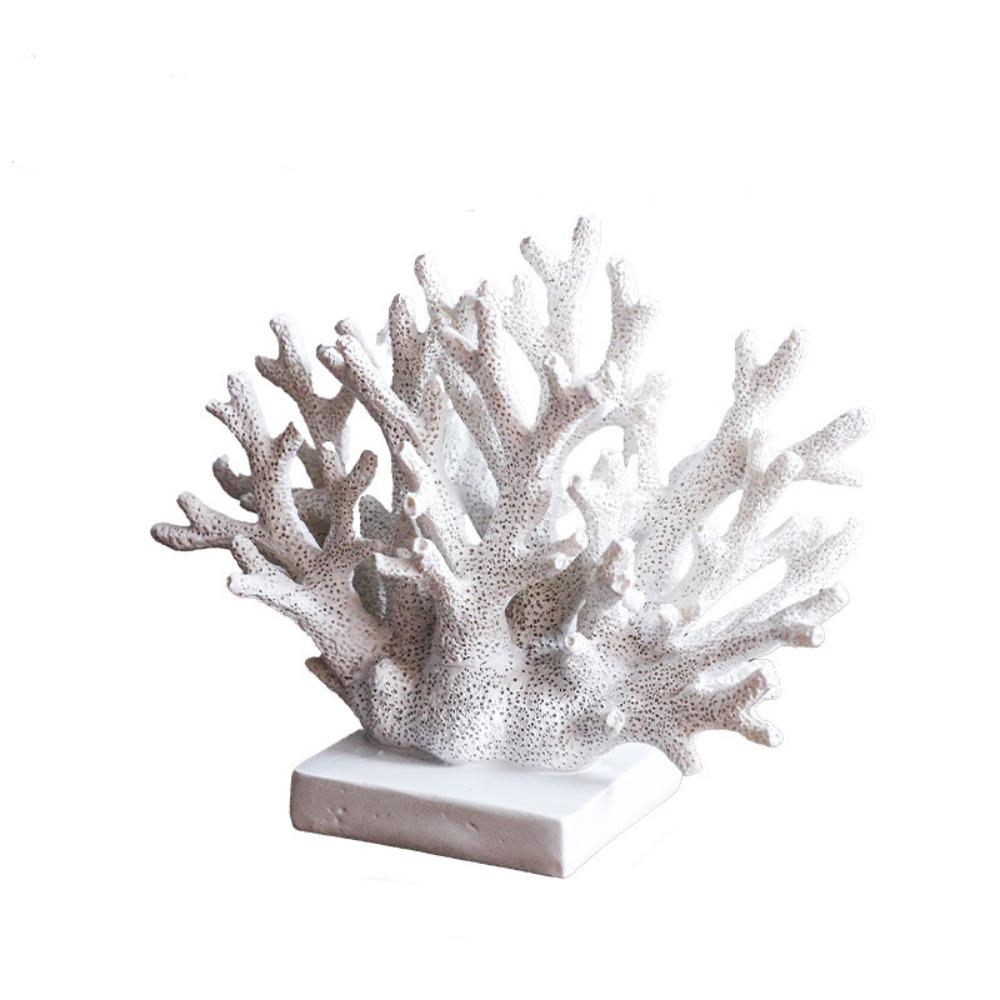 

Colorful Simulation Coral Ornament Realistic Faux Coral Decoration Office Decor White 7.09x5.91 in