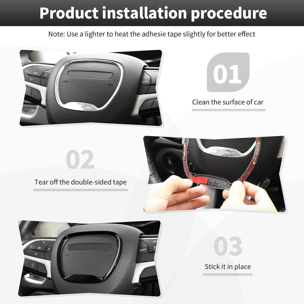 Central Control Steering Button Frame Trim Car Interior Decoration Fit for Dodge Challenger Durango Charger 2015-2025 Interior Accessories,Black