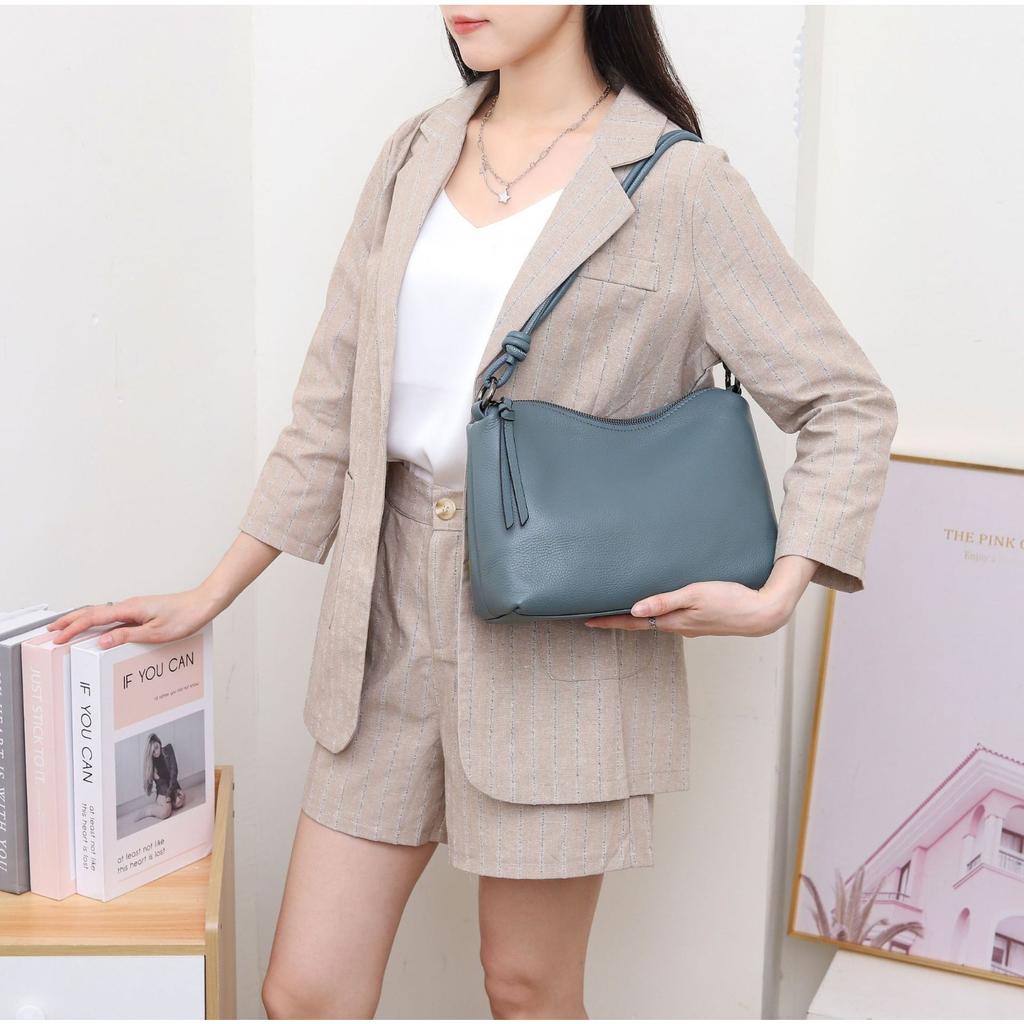 Cowhide Niche Versatile Women's Bag Shoulder Messenger Bag Simple and Practical Women's Bag Shell Zipper Bag Soft Leather