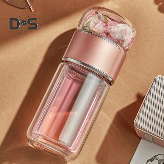 Glass Tea Infuser Double Layer Insulation Tea Maker Leak-proof Portable Travel Tea Cup with Filter Tea Water Separation Tea Bottle Gift for Tea Lovers