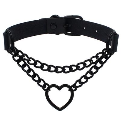 Módní Jednoduchý Kovový Přívěsek Srdce Kožené PU Náhrdelníky Sexy Dámský Krční Postroj Choker Obojek Šperky Doplňky Dárek Punk Goth