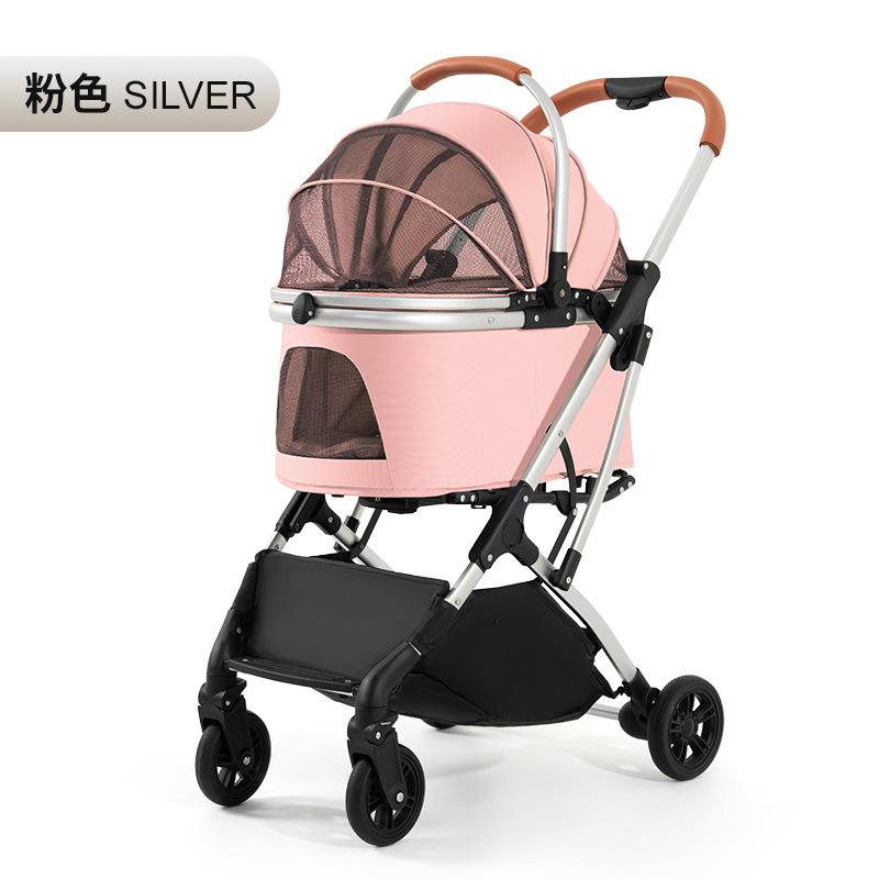 

Многофункциональная тележка для собак среднего и крупного размера, для путешествий на открытом воздухе, большая тележка для выгула собак, портативная и складная розовый