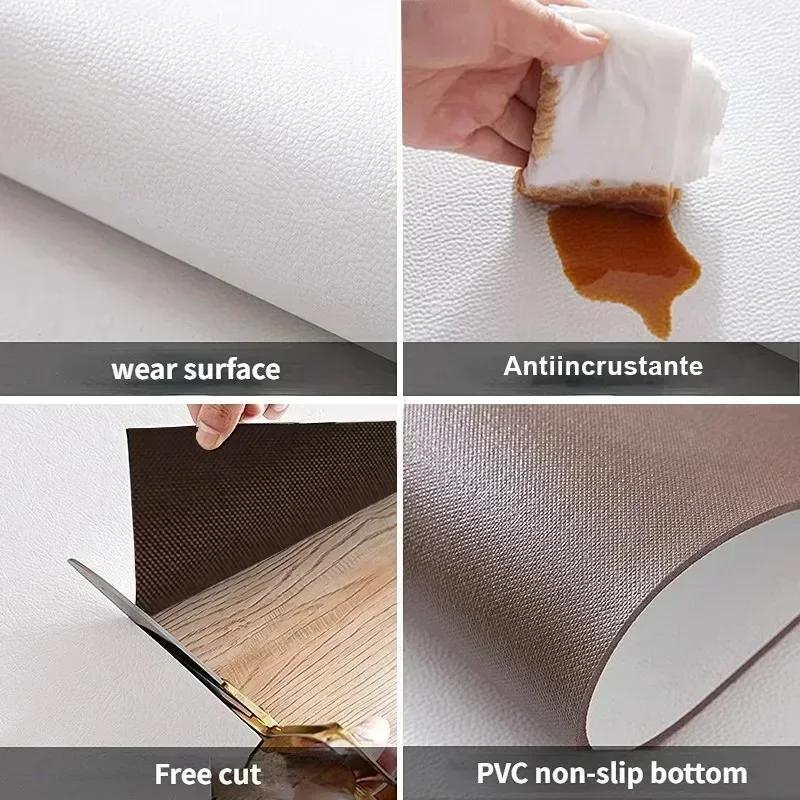 PVC Leather Mat Home Kitchen Area Rug Waterproof Oil-proof Foot Mats Non Slip Wear-resistant Carpet Long Balcony Rugs