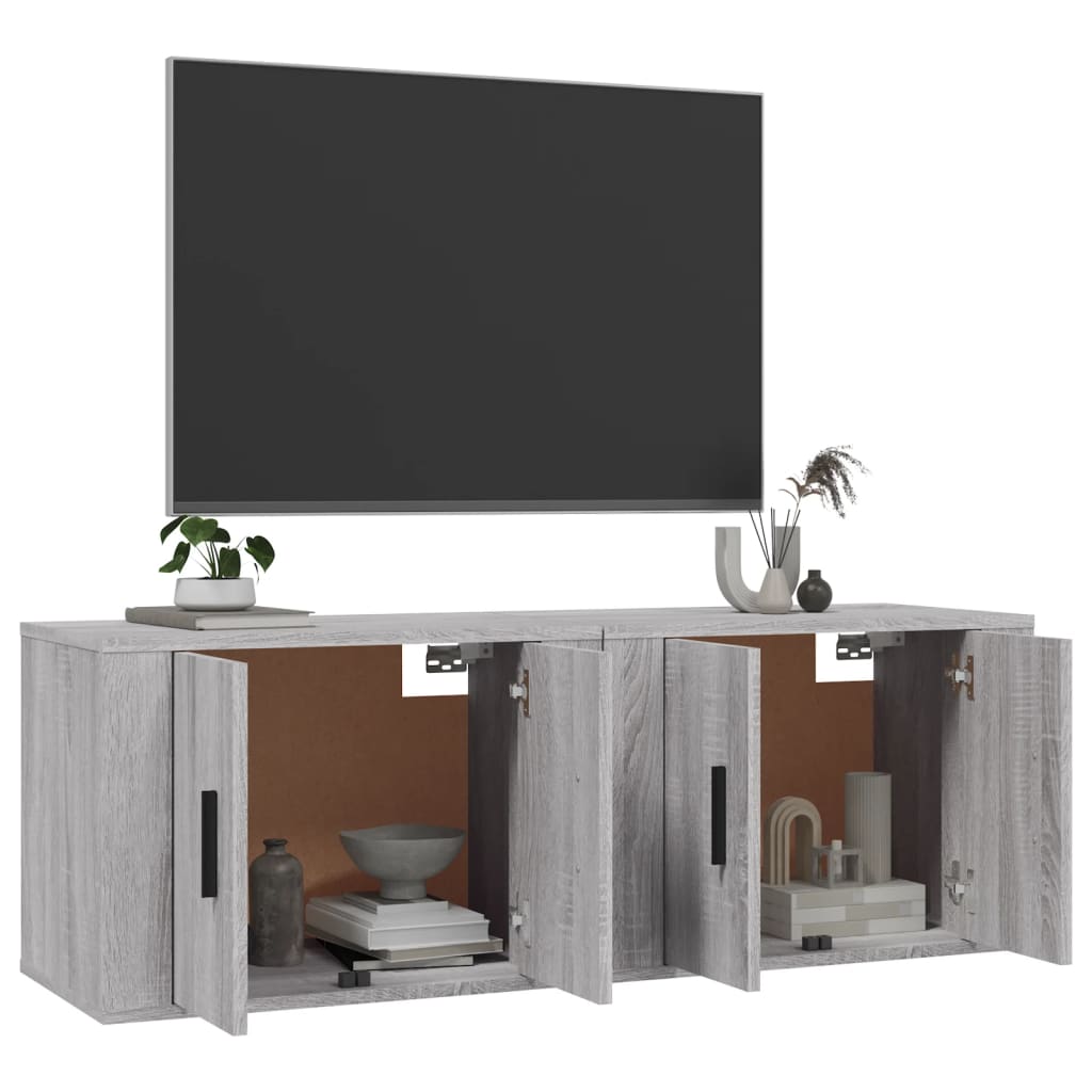 Vidaxl Wiszące Szafki Tv, 2 Szt., Szary Dąb Sonoma, 57X34,5X40 Cm