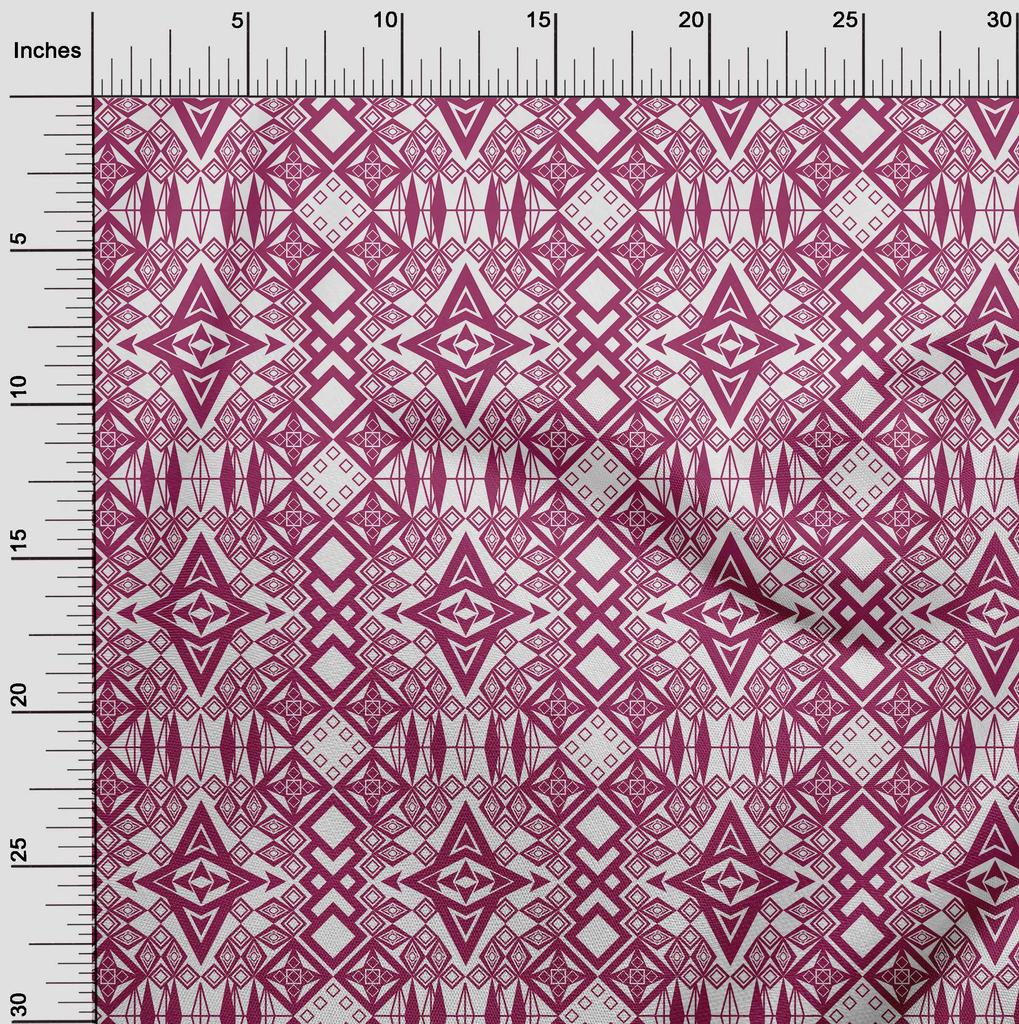 oneOone Cotton Poplin Dark Magenta Fabric Ikat Diy Clothing Quilting Fabric Print Fabric By Yard 42 Inch
