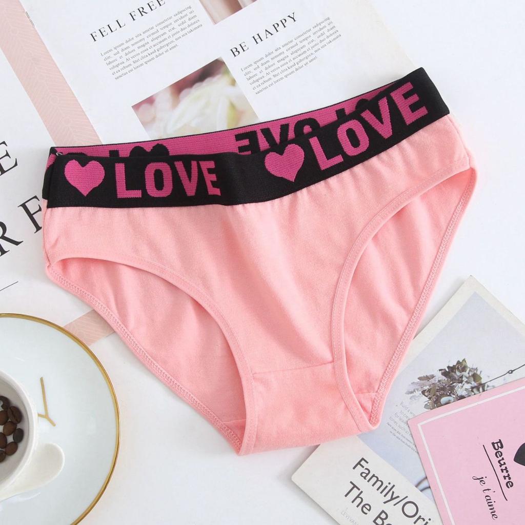 Female Spring Summer Sexy Lovely Love Letter Print Comfortable Elastic Band Low Waist Briefs