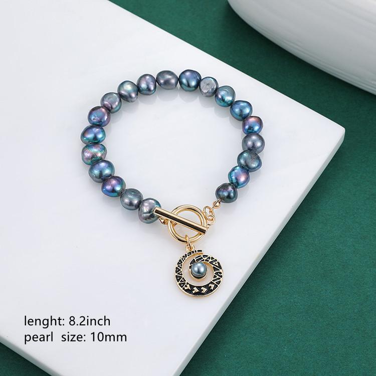 Vintage Black Freshwater Pearl 18k Gold-plated Bracelet and a Natural Freshwater Pearl Bracelet for Women