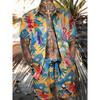 Men's New Hawaiian Short-Sleeved Shirt Shorts Set Summer Daily Travel Shirt Beach Casual Drawstring Shorts Jungle Print Set