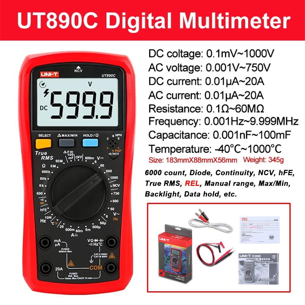 Professional Digital Multimeter UNI-T UT890C UT89X UT89XD UT105+ UT107+ UT61B+ UT61D+ UT61E+ Voltmeter Ammeter Electric Tester