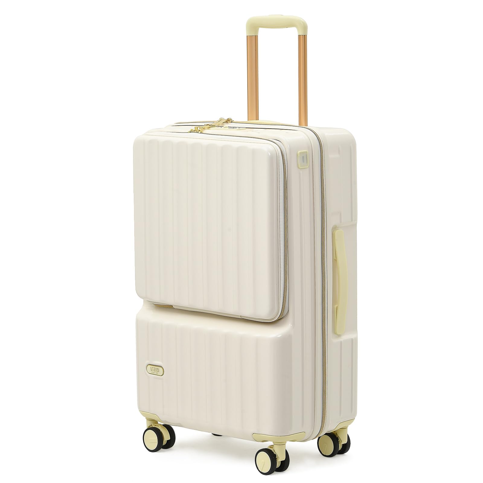

[GGQAAA] Lightweight Suitcase with Top-Opening Function, Beautiful Colors, Convenient Carry-On for Women (White, Small Size/1-3 Nights/37L)