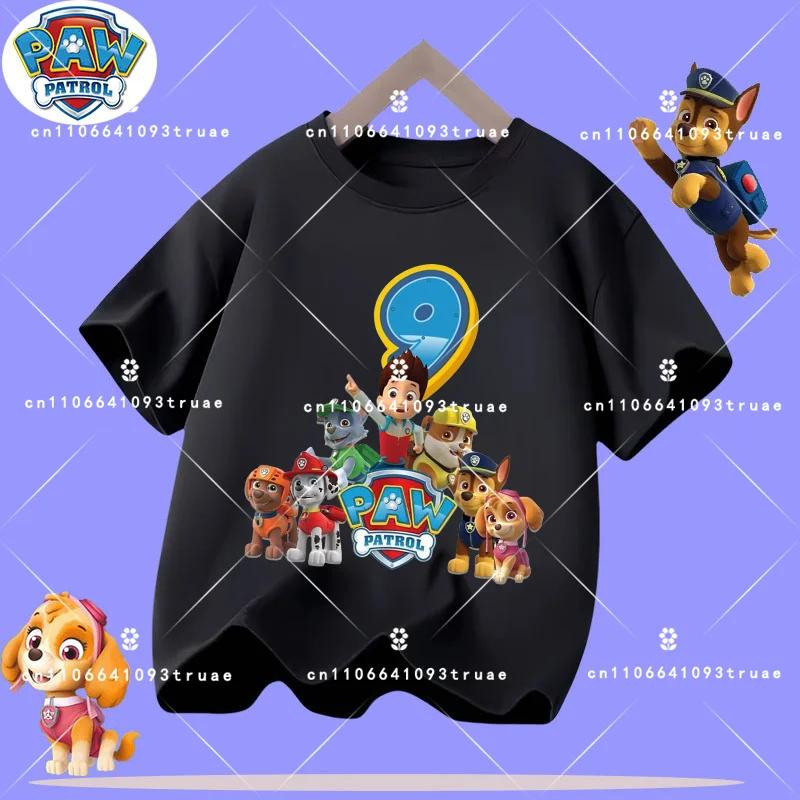Paw Patrol Summer Children's T-Shirt Short Sleeve Girls' Casual Shirt Boys' Sports Shirt with Number Print