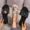 Fashion 2024 Hot Sale Women Shoes Open Toe Women's Slippers Summer Printing Mixed Colors Outdoor Casual Beach Flat Comfortable Slippers
