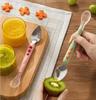 Baby Spoon Fruit Scraping Mud Spoon Feeding Spoon Soft Silicone Spoon Stainless Steel Double Headed Tableware Baby Gadgets
