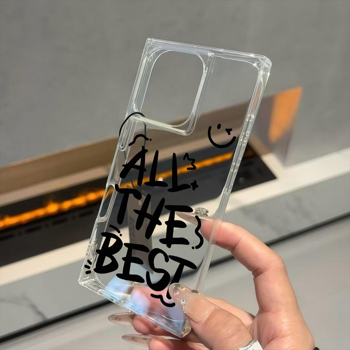 

Transparent Square Back Tube Case Casing Protection For iPhone 14 Pro Max 16 ProMax 12 11 15 Plus 13 Anti-Oxygen,ALL THE BEST Pattern iphone 16
