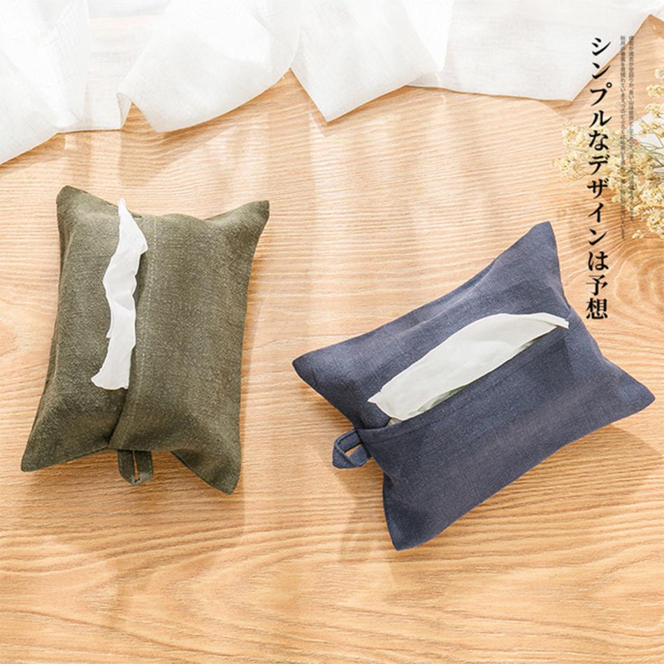 2PCS Ramie Fabric Tissue Box Cover,Napkin Holder Pumping Napkin Cover, Paper Box For Kitchen Car Toilet Tissue Case Container