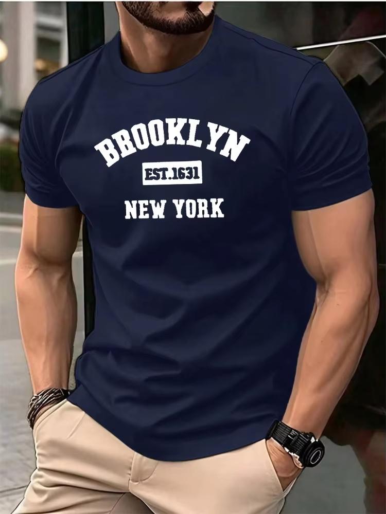 2026 Hot Sale Summer New Unisexs Summer Fashion Casual Loose Brooklyn Est 1631 Printed Sports Round Neck Short Sleeve Tshirt Top