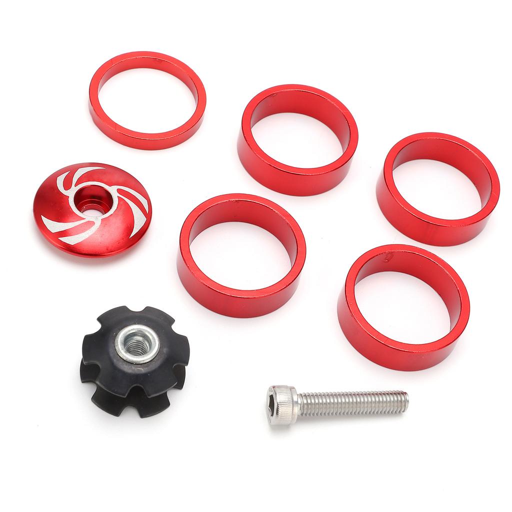 Sykkel Styrelager Gaffel Topplokk og Stjernemutter med Aluminium Skruesett for Fixed Cog 5410T SettRød