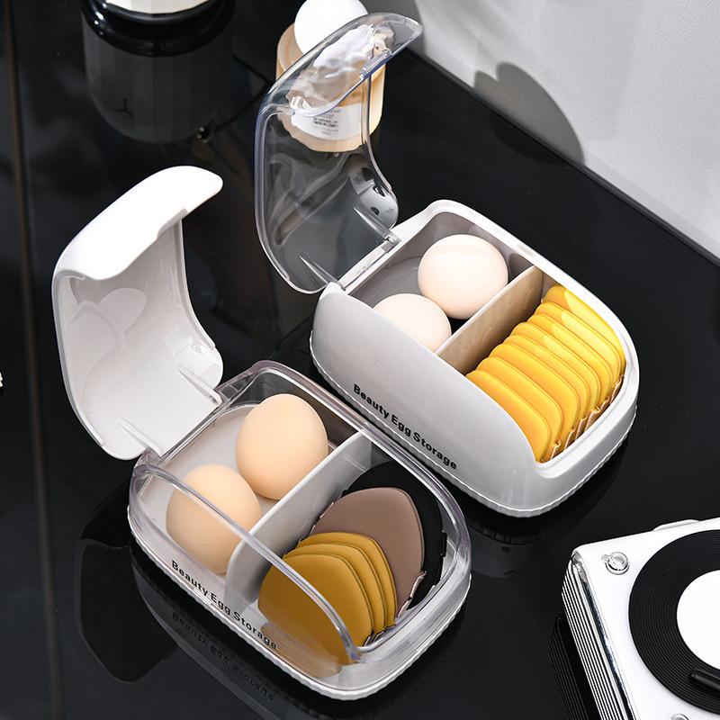 Beauty Egg Storage Box with Cover Dust-proof Dressing Table Lipstick Air Cushion Storage Shelf Portable Powder Puff Storage Box
