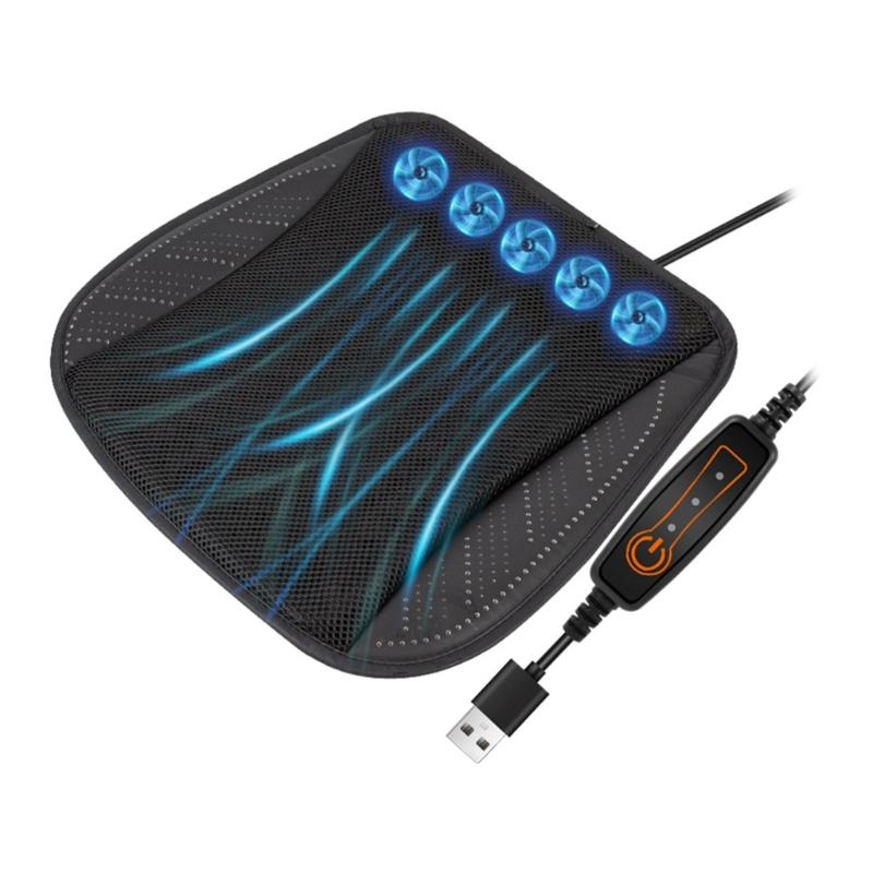 Universal Electric Ventilated Car Seat Cushion with USB Interface- Quick Cooling Three-Speed Adjustable Seat Cushion