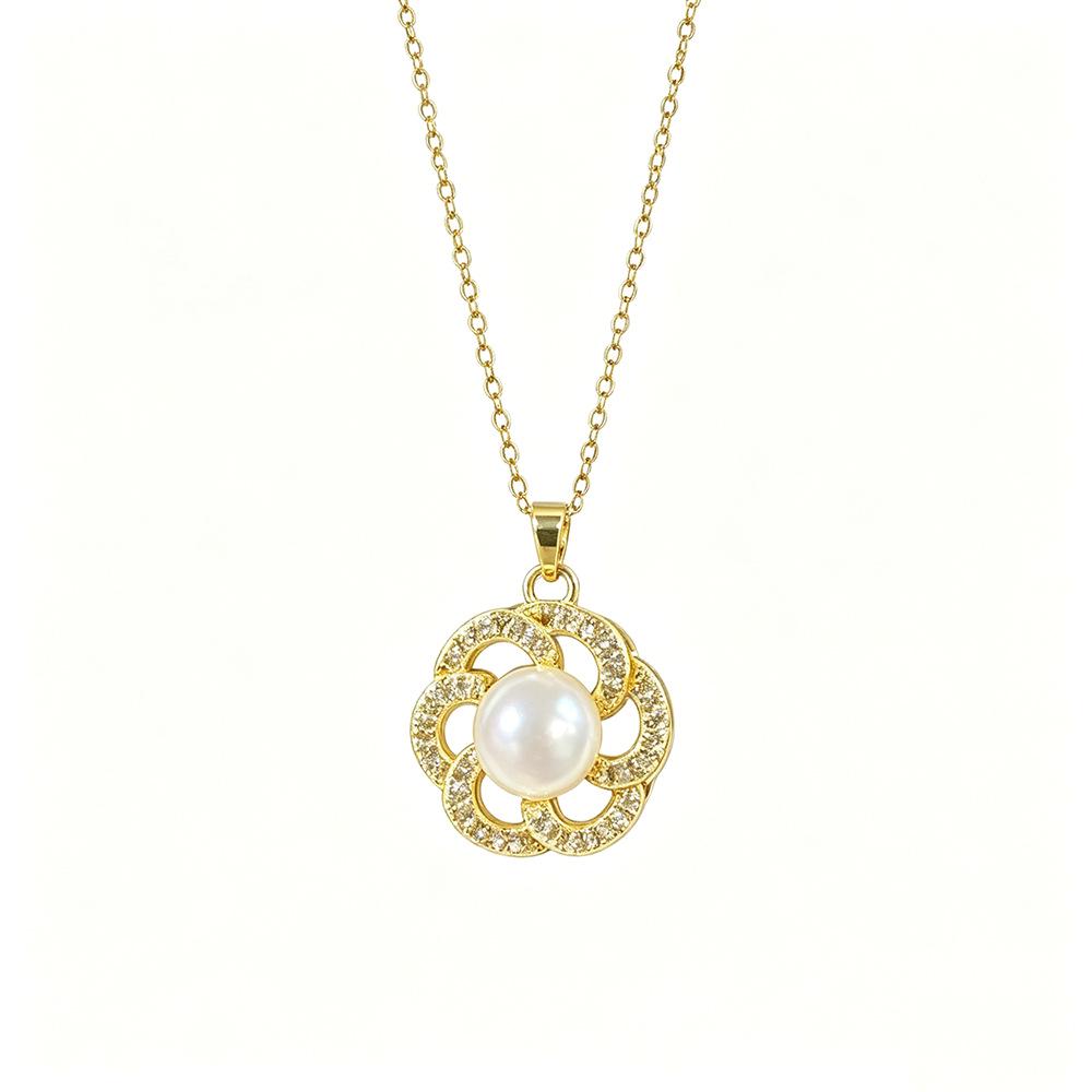 Exquisite High-End Korean Pearl & Hollow Flower Necklace for Women