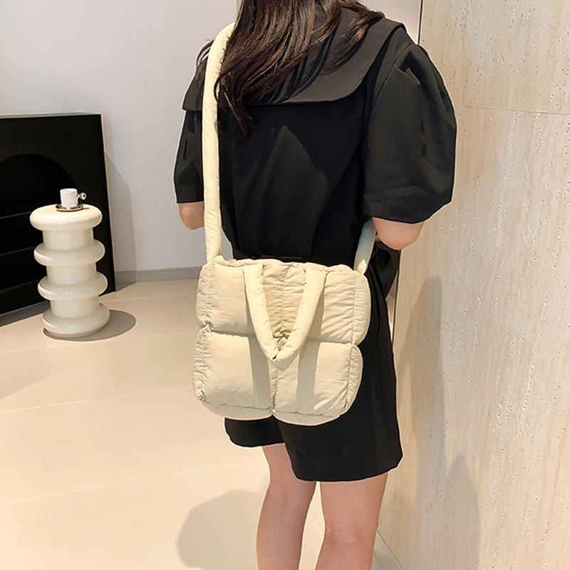 Sewing Thread Interior Compartment Top-Handle Bags Solid Casual High Quality Bags for Women Zipper Nylon Women's Handbags ARI