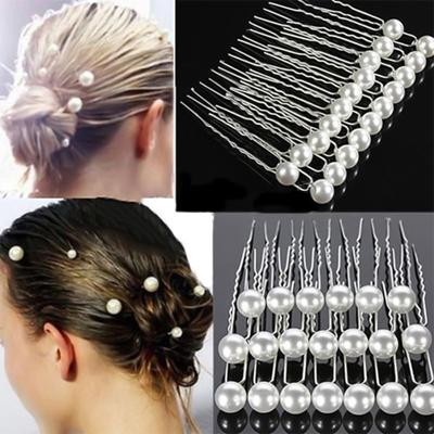 20Pcs Charm Wedding Bridal Party Hair Pins Clip Barrette White Faux Pearl Hairpins