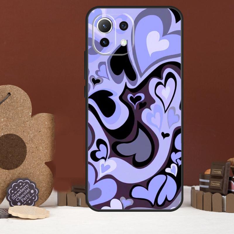 Brown Purple Hearts Swirl Pattern Case For Xiaomi 15 14 Ultra 13T 14T 15T 17 Pro Max POCO X7 Pro X5 X6 F5 F6 F7 F8 Ultra Cover