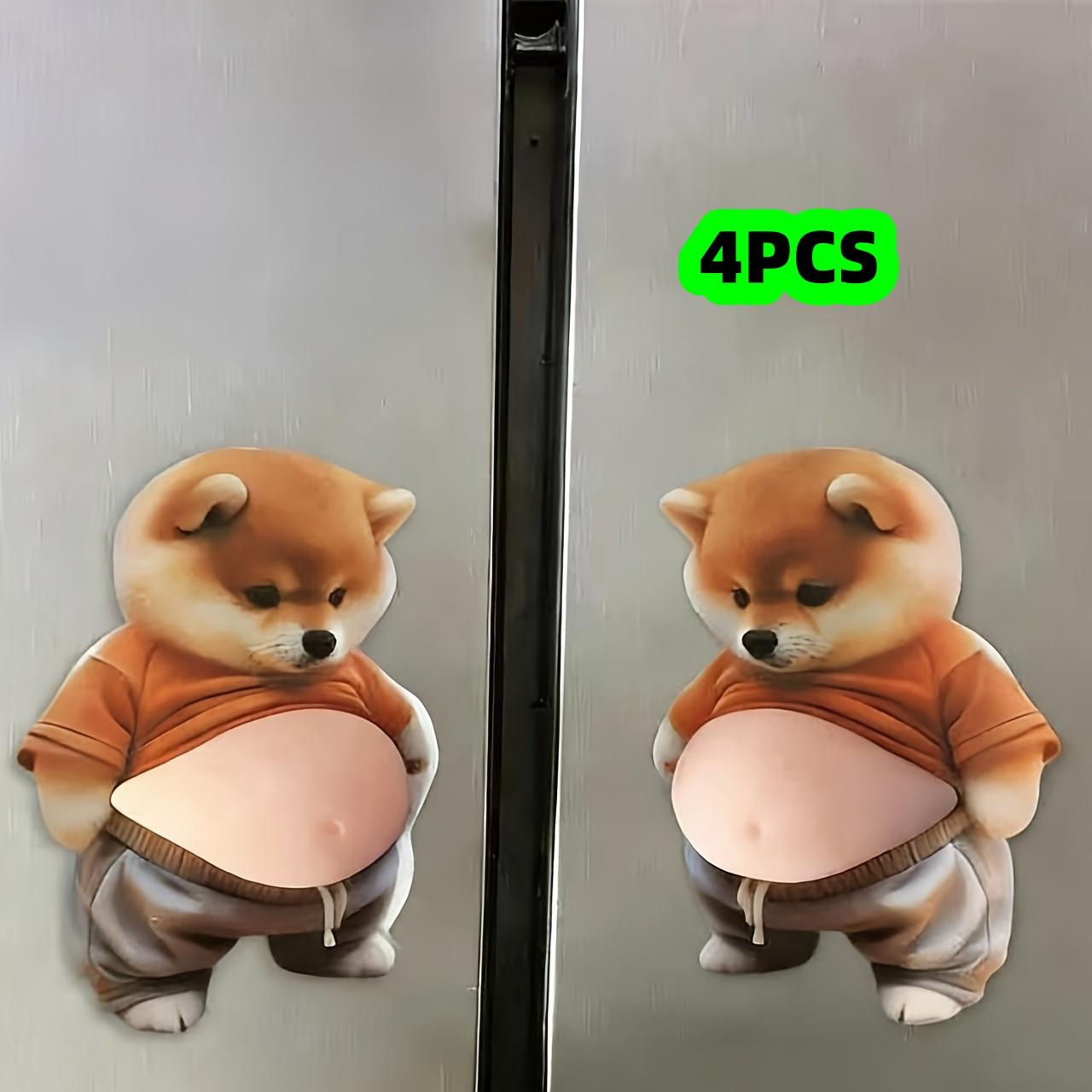 Набор из 4-х противоударных наклеек в форме сиба-ину, водонепроницаемый ПВХ, мягкие ударопоглощающие наклейки для защиты дверей и стен для