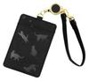 Mukojima Automotive Parts Manufacturing "I Love Cats After All" Pass Case, Black, with Reel, Women's, Double-Sided, IC Card Case, Employee ID Card