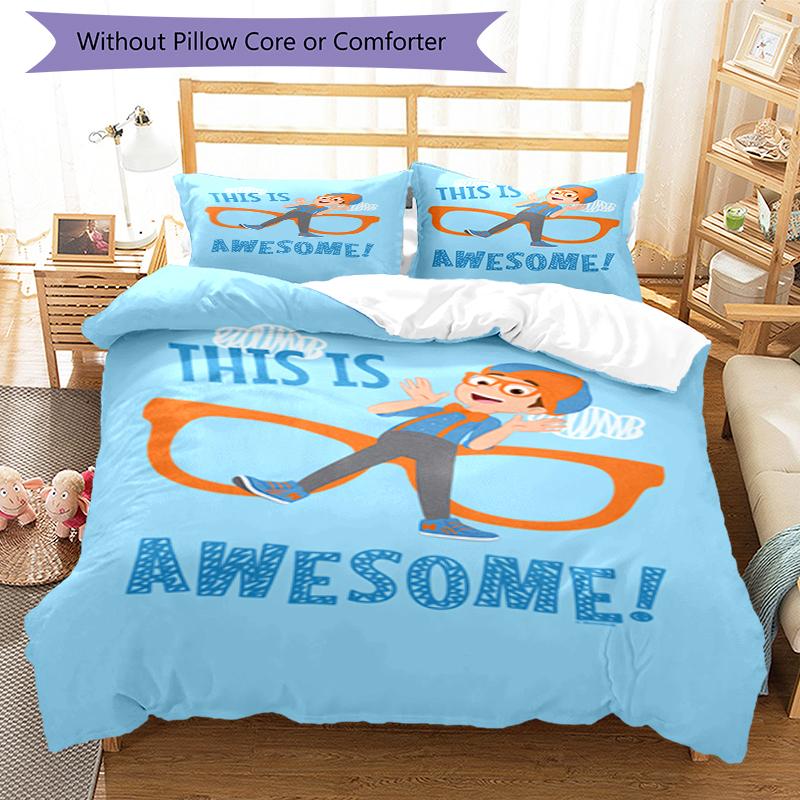 3pcs Blippi Bedding Set Duvet Cover Closure Includes 1 Duvet Cover & 2 Pillowcases, Soft and Comfortable for All Seasons.