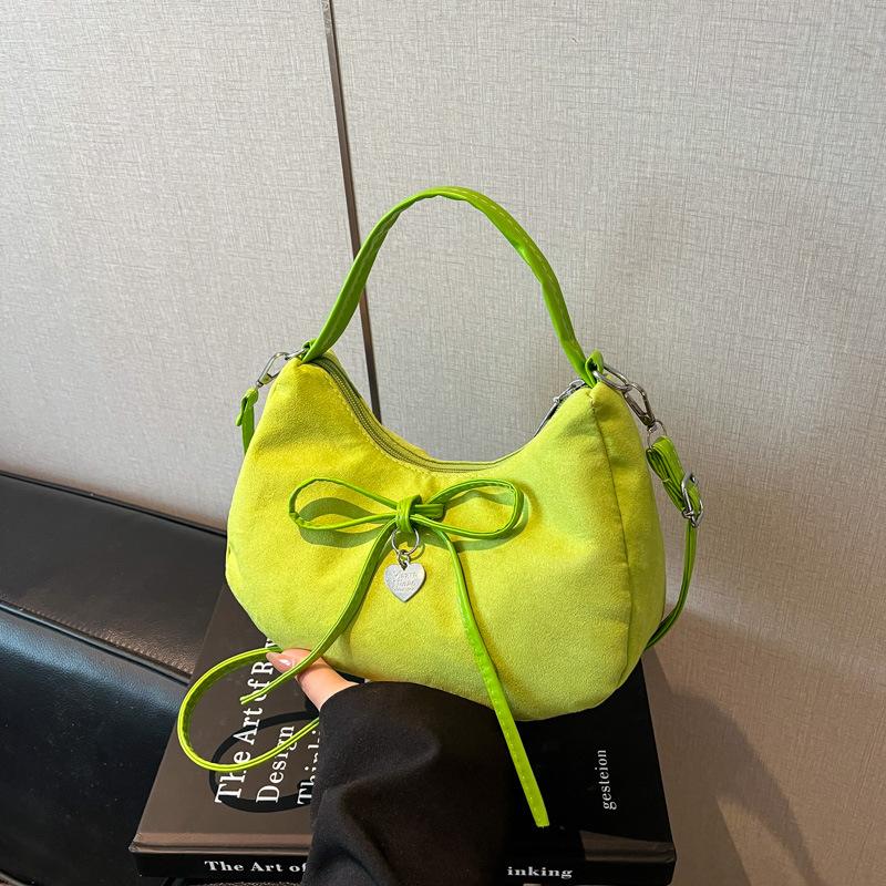 Retro suede dumpling bag new shopping trip portable bow versatile shoulder bag