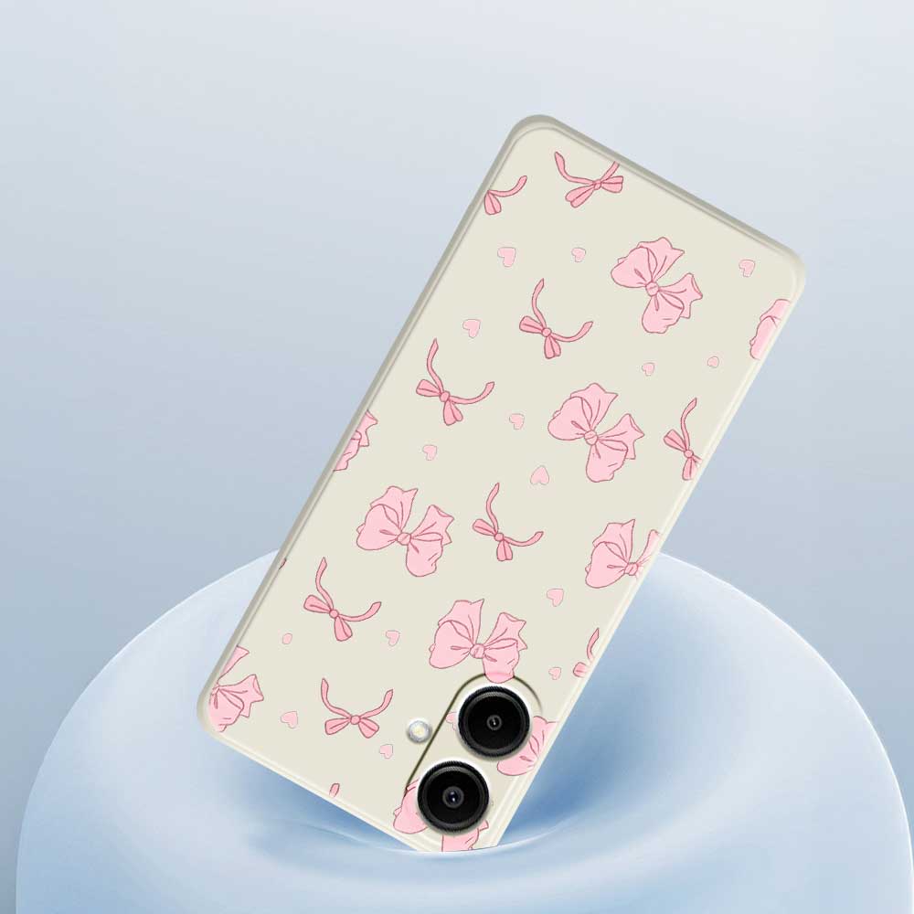 For Samsung Galaxy A07 4G Case Pink Bow Love Pattern Printing Straight Edge TPU Phone Back Cover