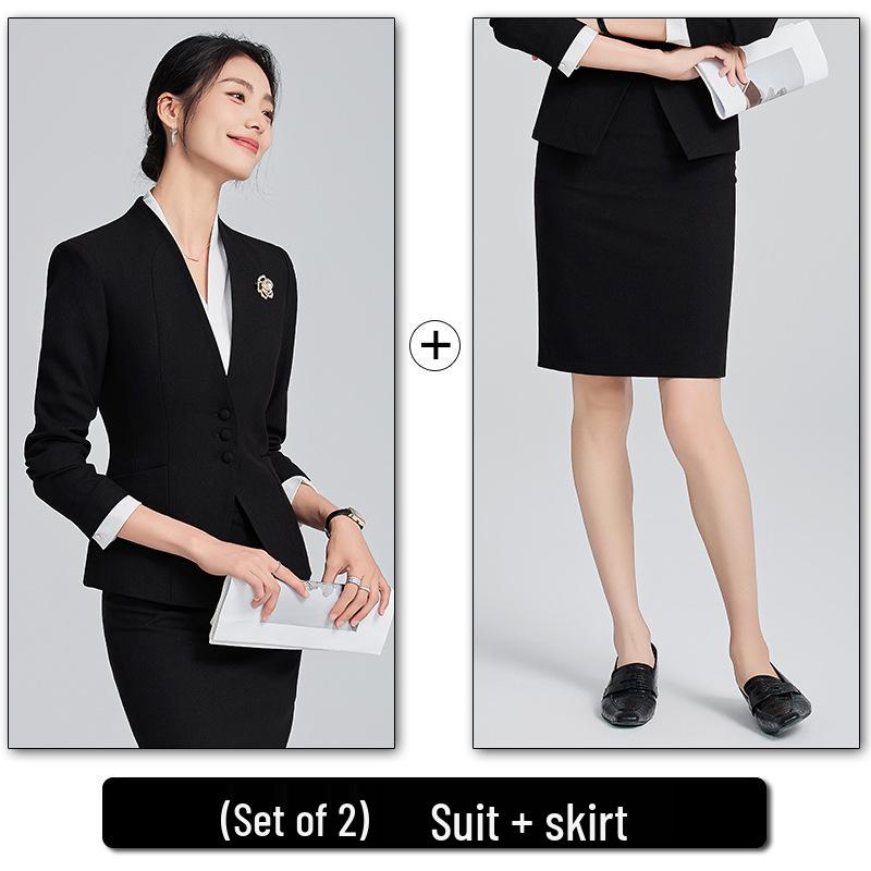 Women's Collarless Suit Jacket - 2024 Spring/Autumn High-End Salon and Hotel Reception Professional Workwear Set