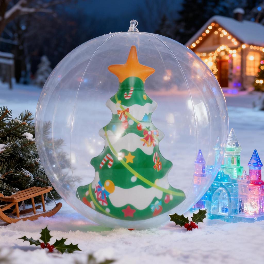35cm Giant Inflatable Christmas Balls PVC Big Balls Xmas Tree Decorations Outdoor Holiday Yard Lawn Christmas Balloon
