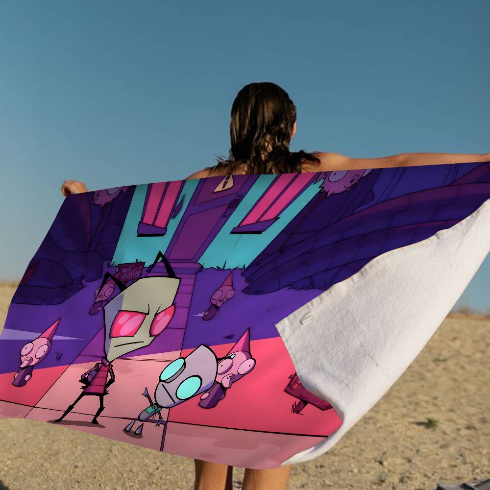 L-Invader Zim Cartoon Microfiber Beach Towel Absorbent Quick dry Soft Yoga Swimming Resort Mountain Climbing Towel