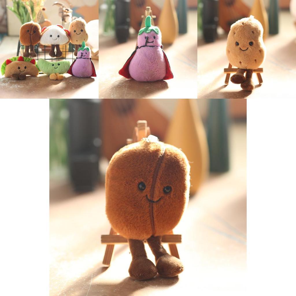 Adorable Cute Sandwich Plush Toy Keychain Hamburger Eggplant Doll Accessory