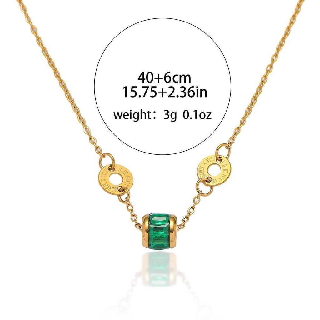 Titanium Steel Tassel Necklace with Diamond Inlay and Shiny Slim Waist Design for Women