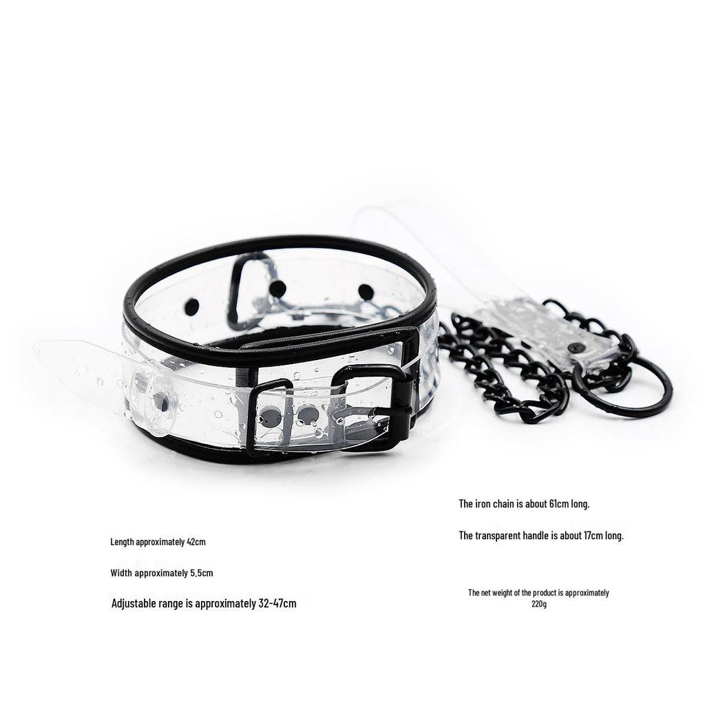 Transparent Leather Bondage Set: Handcuffs, Foot Cuffs, Neck Cuffs, and Dog Leash Collar