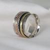 Sterling Silver Spinner Ring, Meditation Jewelry, Three Tone Band Ring, Anxiety Ring