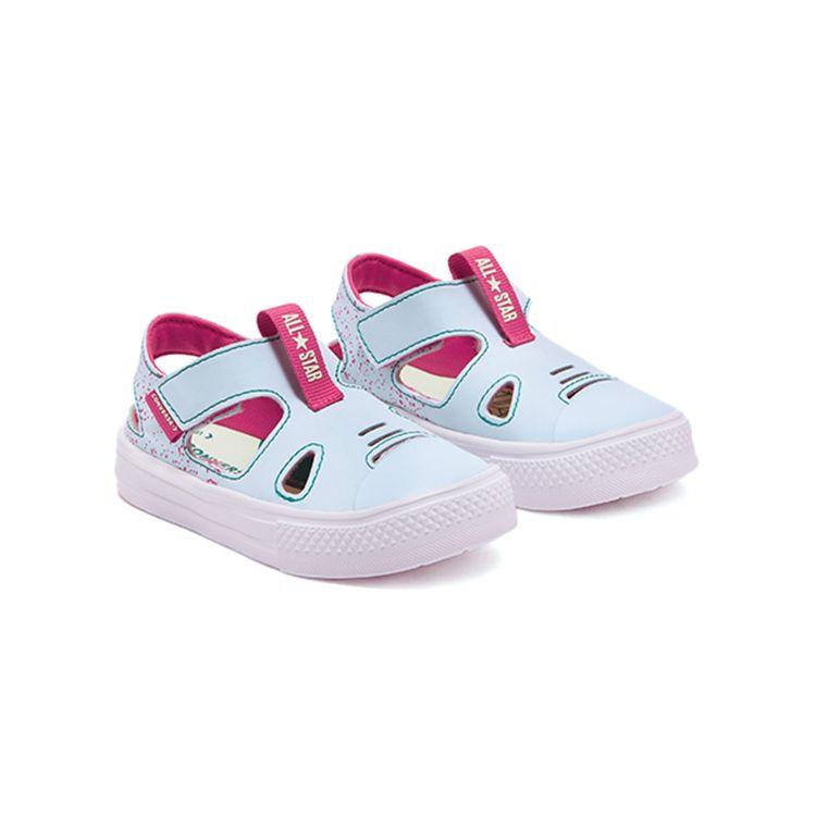 Converse Chuck Taylor All Star Simple Comfortable Durable Low Top Sandals Baby Sandals Light-Blue Rose-Red 767564C