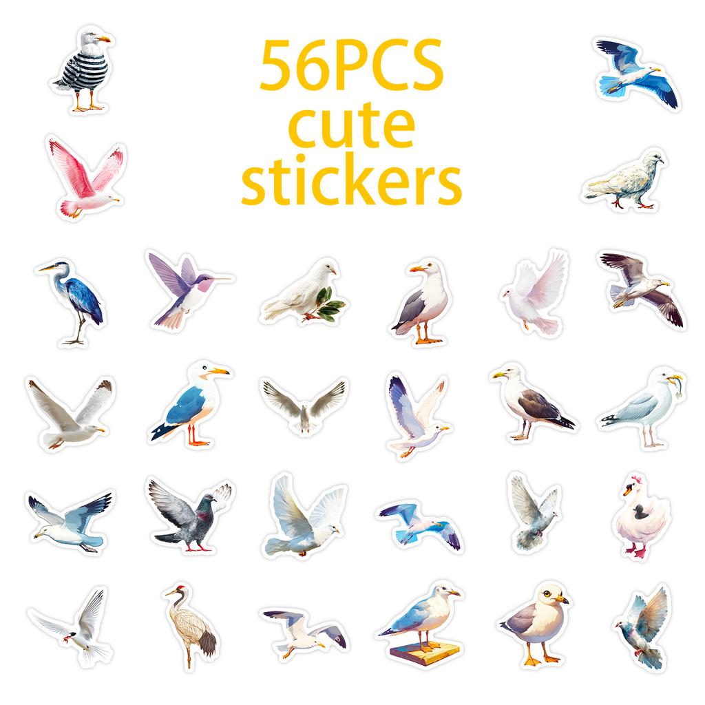 56 Realistic White Bird Graffiti Stickers Do Not Repeat Waterproof Stickers