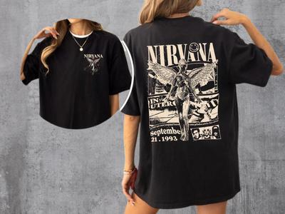 Camiseta Nirvana In Utero Camiseta de Banda de Rock Banda dos Anos 90 Camiseta Unisex Unisex