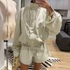 Fashion Versatile High Neck Zipper Long Sleeve Jacket High Waist Wide Leg Pants Casual Loose Thin Jacket Shorts Two-piece Set