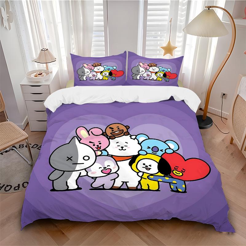 3Pcs Love Friendship Characters Bedding Sets For All Sizes New 3D Printed Bed Cover Comforter Duvet Cover Pillowcase Bedroom Decoration