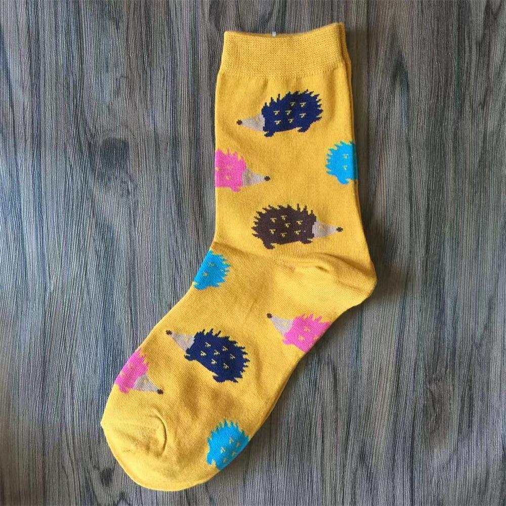 New Women's Daily Japanese Korean Funny Cartoon Hedgehog Happy Animal Soft Cotton Socks Cute Pets Gift Sokken Dropship