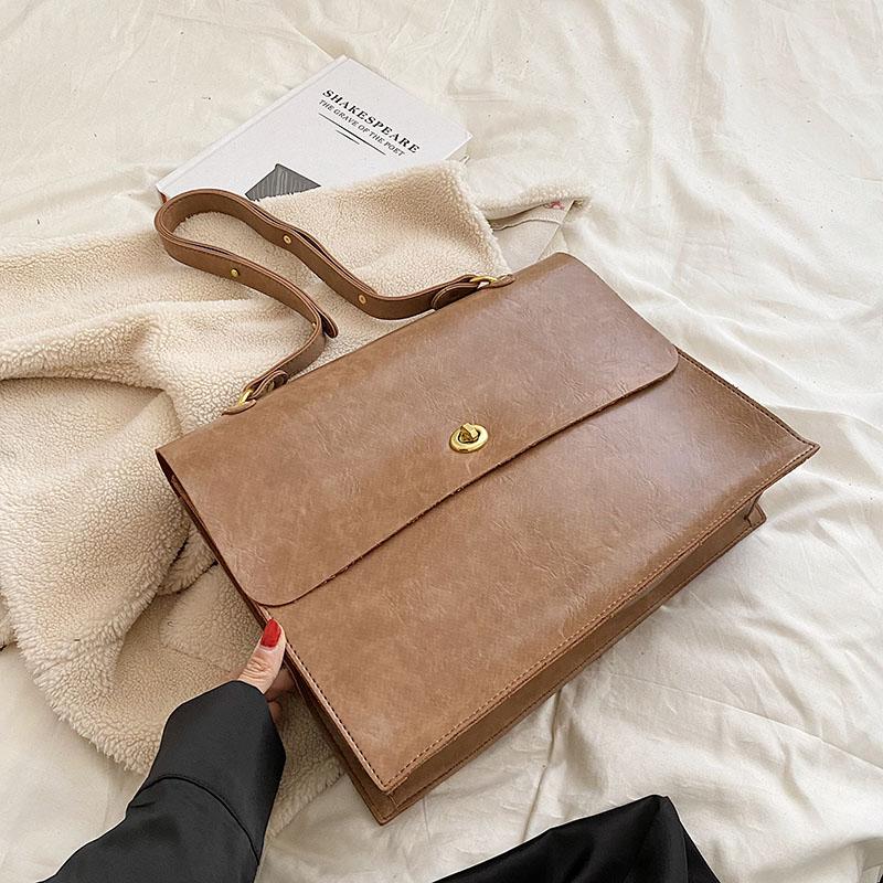 High Quality Retro Large Capacity Shoulder Bag  Autumn Winter New Women's Texture PU Crossbody Bags Casual Male Briefcase