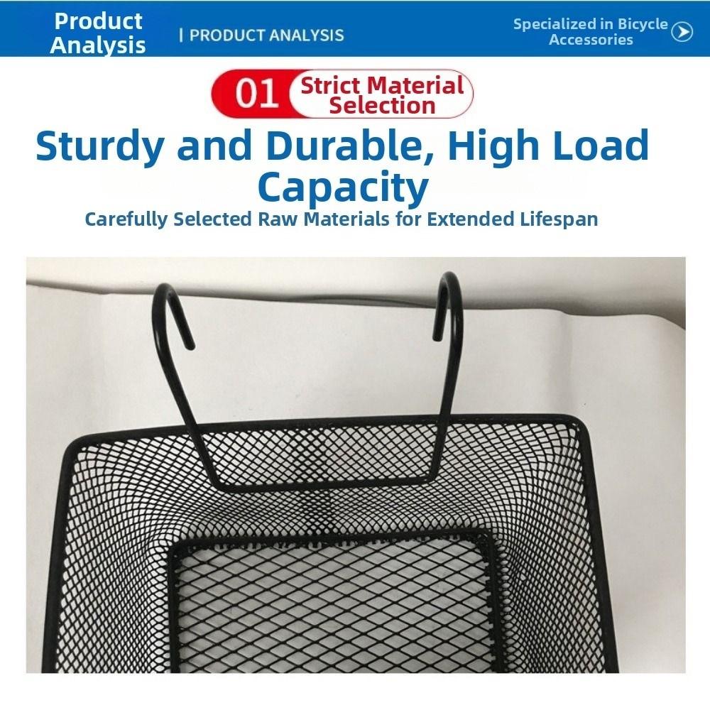 Black Bike Front Basket Metal Mesh E-Scooter E-bike Basket Handlebar Shopping Storage Basket