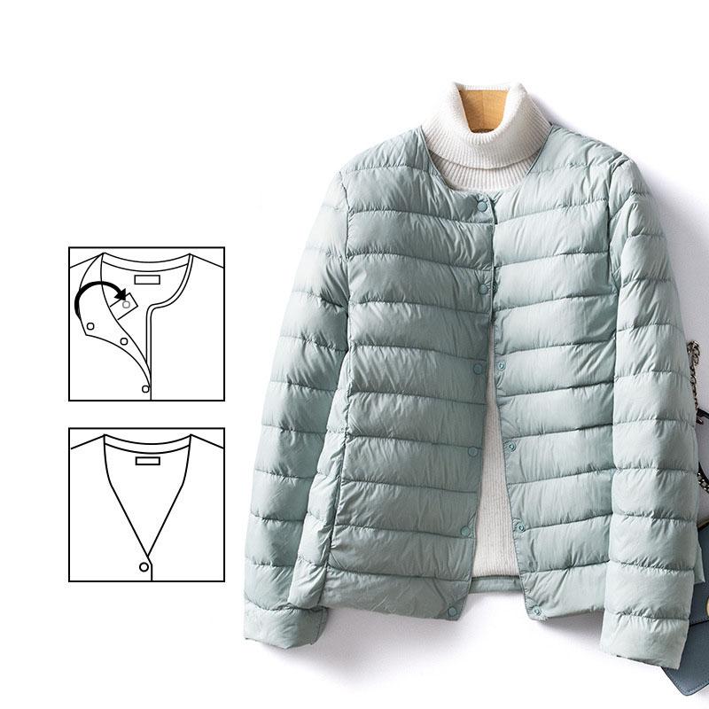 

Женский пуховик-подкладка с О-образным вырезом и переменным V-образным вырезом, женский зимний, сохраняющий тепло, без воротника, ультралегкий стеганый пуховик XXXXL светло-синий